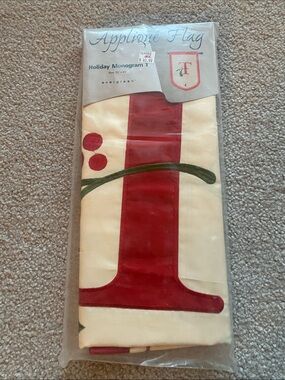 Evergreen 28x44 Holiday Monogram  T Appliqué Flag